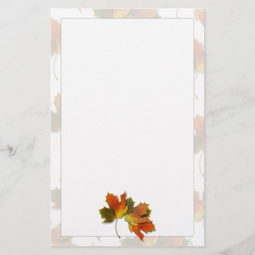 Orange And Golden  Autumn Leaves Stationery