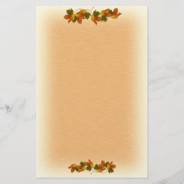 Orange And Golden  Autumn Leaves Stationery (Front)