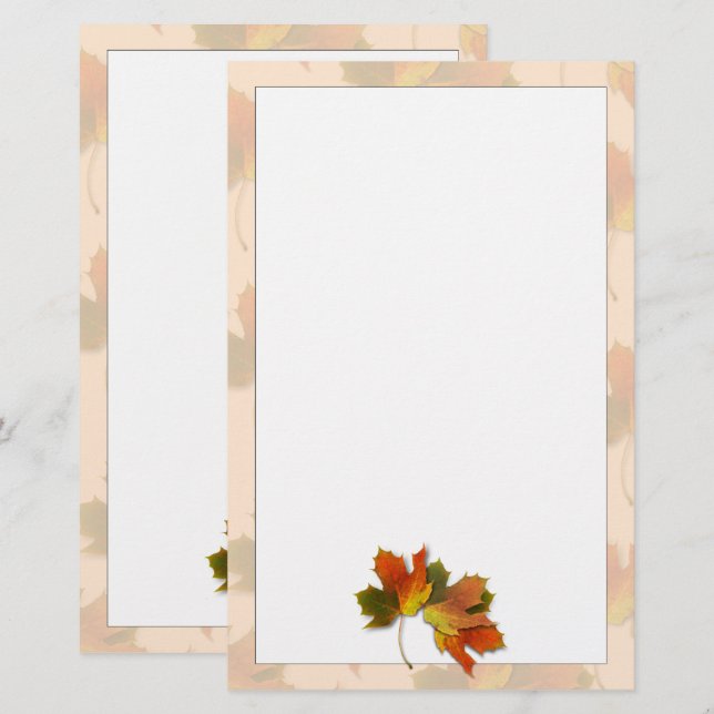 Orange And Golden  Autumn Leaves Stationery (Front/Back)