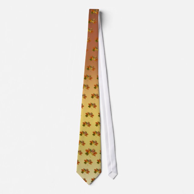 Orange And Golden  Autumn Leaves Tie (Front)
