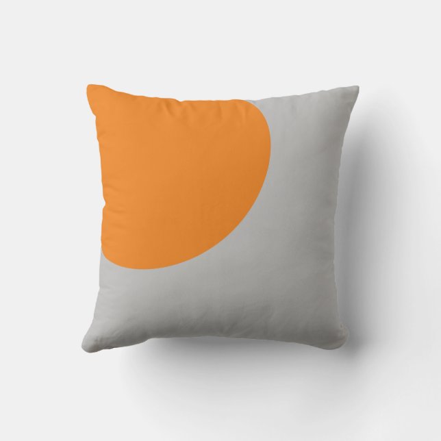 Orange and Gray Abstract Art Throw Pillow (Back)