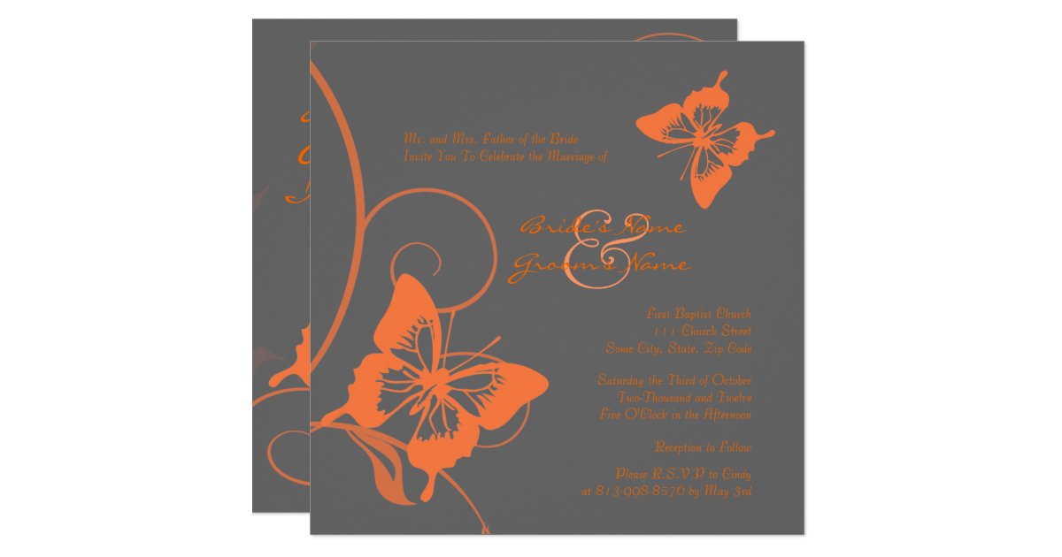 Orange And Grey Wedding Invitations 8