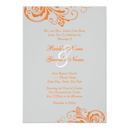 Orange And Grey Wedding Invitations 4