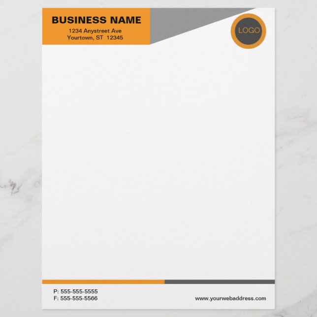 Orange and Gray Color Blocks Letterhead (Front)
