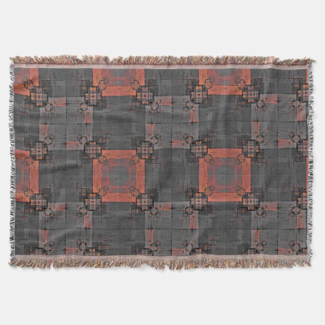 Orange and Gray Crossroads Throw Blanket (Front)