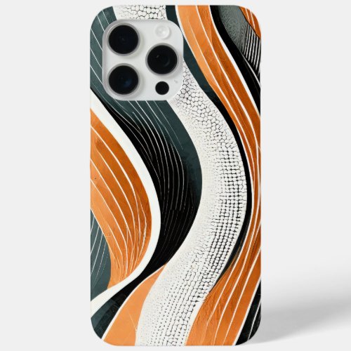 Orange and gray curves with textures iPhone 15 pro max case