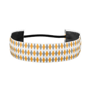 Orange and Gray Diamond Argyle Athletic Headband