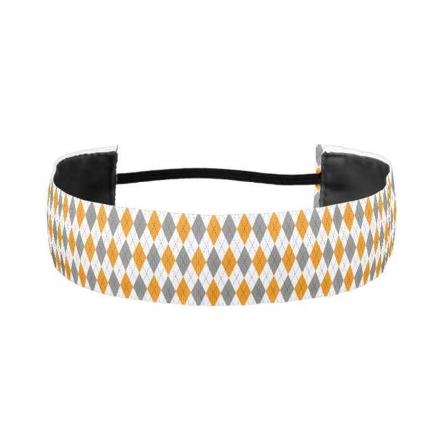 Orange and Gray Diamond Argyle Athletic Headband (Front)