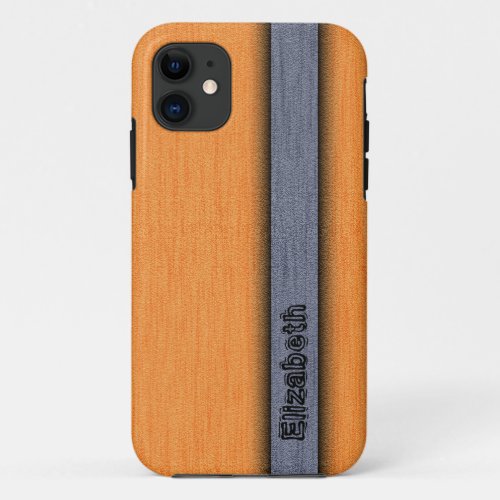 Orange and Gray Fabulous Wood Grain 2 iPhone 11 Case