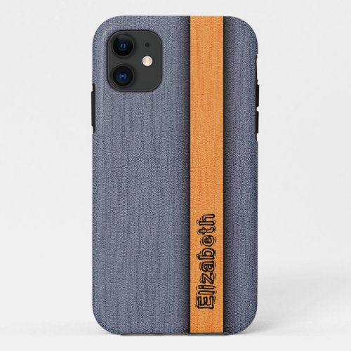 Orange and Gray Fabulous Wood Grain iPhone 11 Case