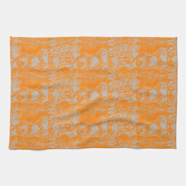 Orange and gray marble kitchen towel (Horizontal)