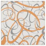 Orange and Gray Retro Shapes Pattern Fabric