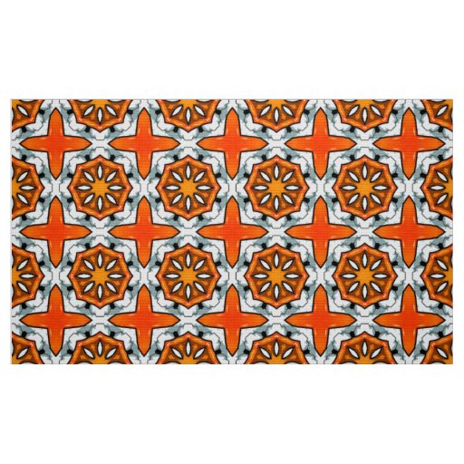 Orange and gray star geometric pattern  fabric