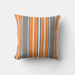 Orange And Gray Stripe Throw Pillows at Zazzle