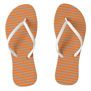 Orange and Gray Vintage Thin Stripes Flip Flops