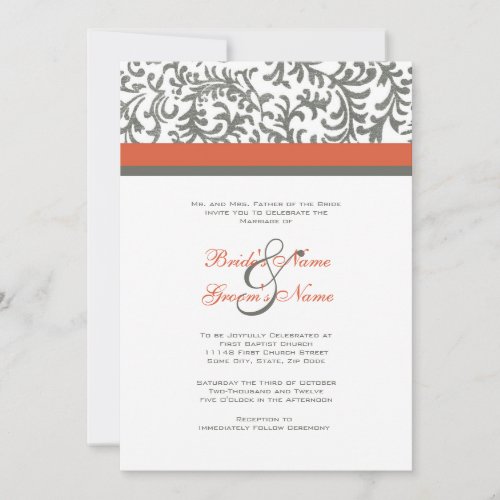 Orange and Gray Wedding Invitation