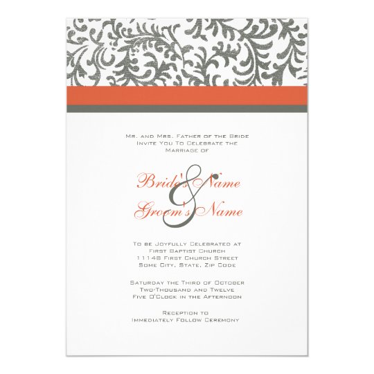 Orange And Grey Wedding Invitations 2