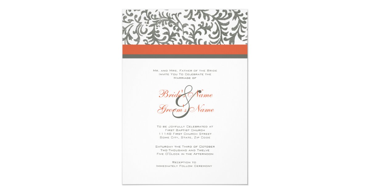 Orange And Gray Wedding Invitations 8