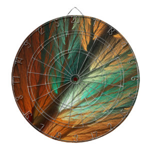 Orange and Gree Abstact Feather Fractal Dart Board