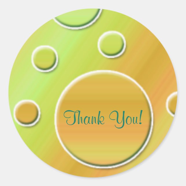 Orange and Green 1.5" Round Thank You Sticker (Front)