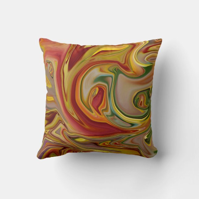Orange and green abstract design throw pillow (Back)