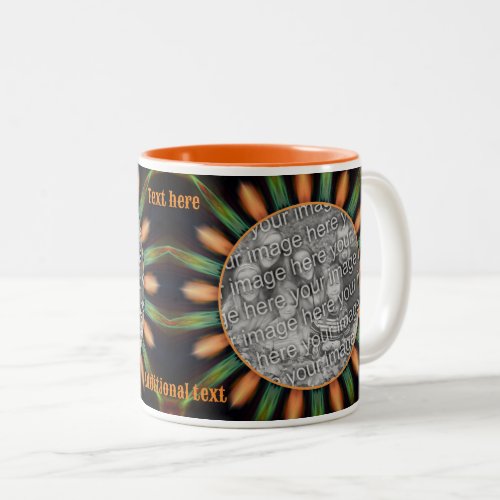 Orange And Green Abstract Frame Add Your Photo Two_Tone Coffee Mug