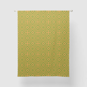 Orange and green abstract geometric flowers sheer curtains
