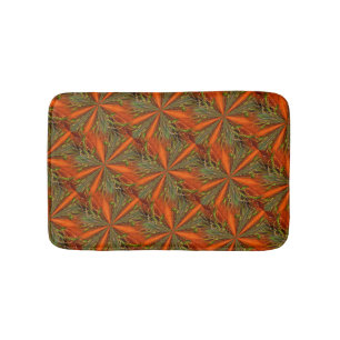 Orange And Green Abstract Pattern 2 Bathroom Mat