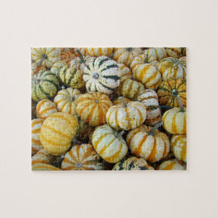 Orange and Green Autumn Harvest Gourds Jigsaw Puzzle