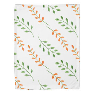 Orange and Green Botanical Duvet Cover