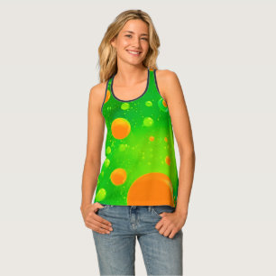 Orange and Green Bubble Abstract Art Tank Top