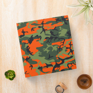 Orange and Green Camouflage, Military, Army 3 Ring Binder