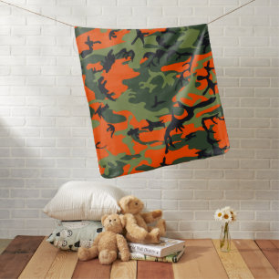 Orange and Green Camouflage, Military, Army Baby Blanket