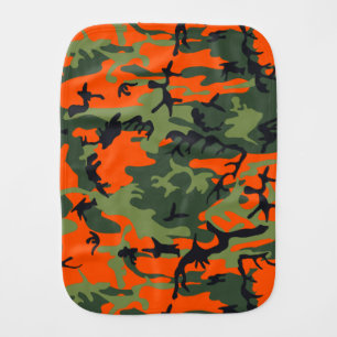 Orange and Green Camouflage, Military, Army Baby Burp Cloth