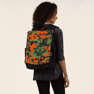 Orange and Green Camouflage, Military, Army Backpack