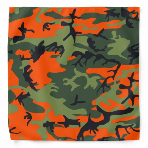 Orange and Green Camouflage Military Army Bandana