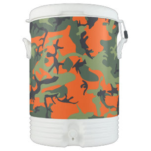 Orange and Green Camouflage, Military, Army Beverage Cooler