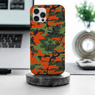Orange and Green Camouflage, Military, Army iPhone 15 Pro Max Case