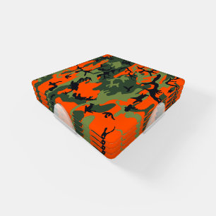 Orange and Green Camouflage, Military, Army Coaster Set
