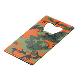 Orange and Green Camouflage, Military, Army Credit Card Bottle Opener