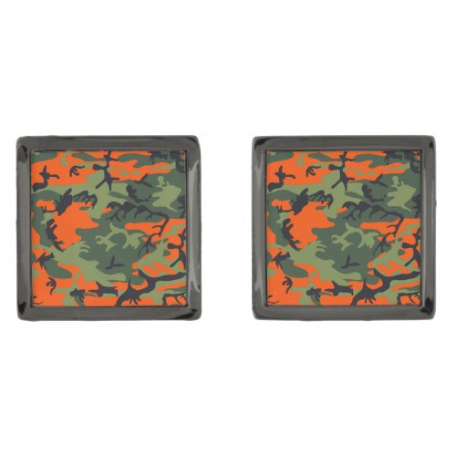 Orange and Green Camouflage Military Army Cufflinks