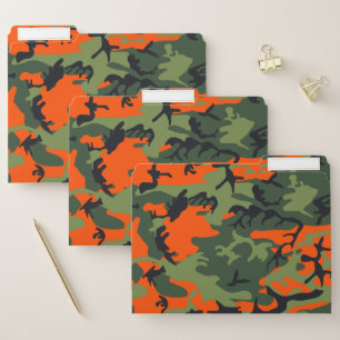 Orange and Green Camouflage, Military, Army File Folder