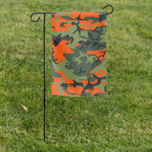 Orange and Green Camouflage, Military, Army Garden Flag