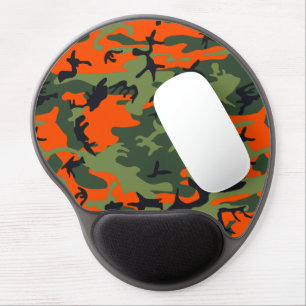 Orange and Green Camouflage, Military, Army Gel Mouse Pad
