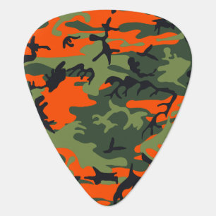 Orange and Green Camouflage, Military, Army Guitar Pick
