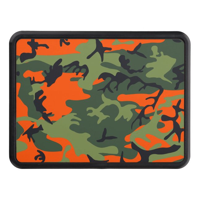 Orange and Green Camouflage, Military, Army Hitch Cover (Front)