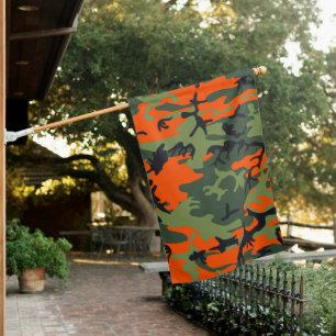 Orange and Green Camouflage, Military, Army House Flag