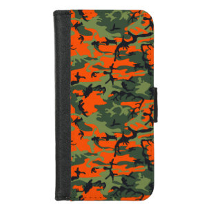 Orange and Green Camouflage, Military, Army iPhone 8/7 Wallet Case