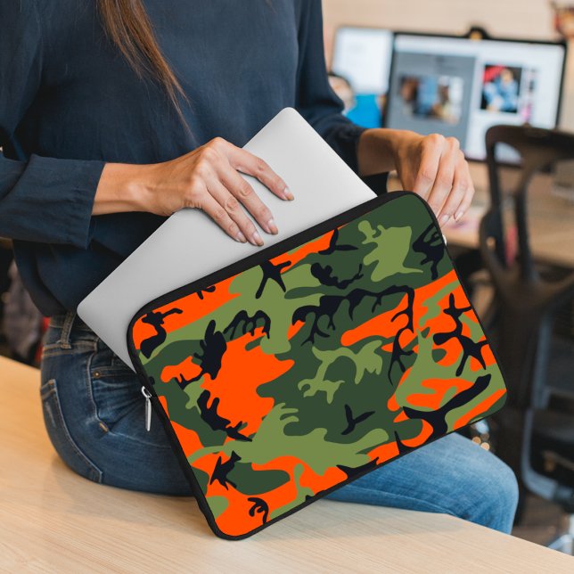 Orange and Green Camouflage, Military, Army Laptop Sleeve (Creator Uploaded)
