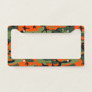 Orange and Green Camouflage, Military, Army License Plate Frame